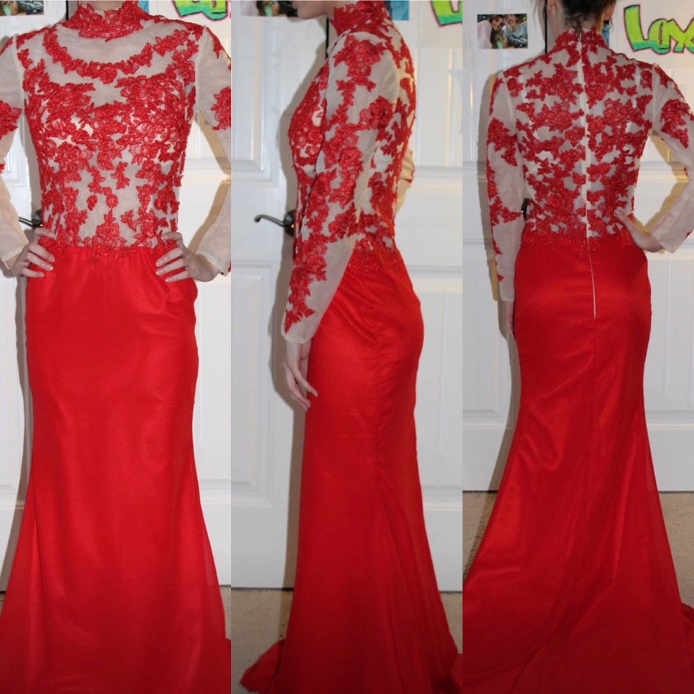 Red Prom Dress with train